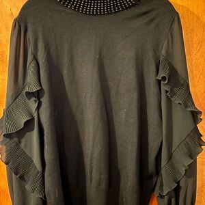 Fierce By Mally, Black Elegant Black Ruffle Sleeve  Top